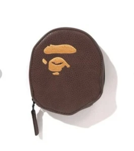 A Bathing Ape Leather Zip Coin Case APE HEAD COIN CASE Brown 13×10cm New F/S - Picture 1 of 4