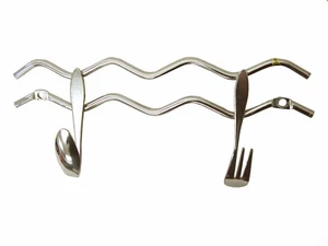 (OY313) PERCHA COLGADOR GANCHO COLGAR COCINA METAL CUBIERTOS DOBLE - Picture 1 of 1