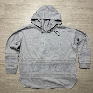 ADIDAS Oversized Women's Gray Hoodie Size L Boxy Fit Trefoil Three Stripes - Picture 1 of 7
