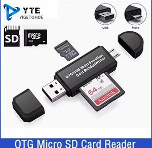 Micro USB OTG to USB 2.0 Adapter SD/Micro SD Card Reader With Standard USB Male - Picture 1 of 6