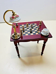 Puppenhaus Holz Schachspiel Tisch Set Reutter Miniatur - Bild 1 von 10