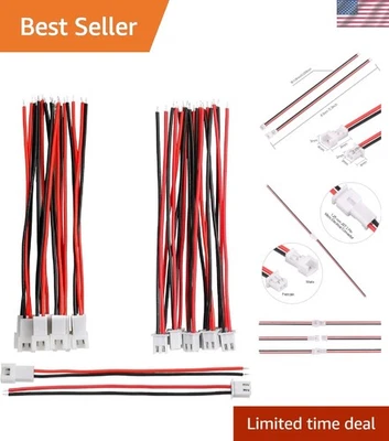 10 Pairs 1.25mm JST 2 Pin Connectors - 80mm Copper Wire for Electronics Projects - Image 1 of 4