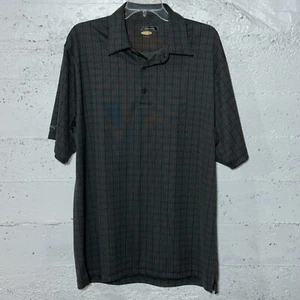 Greg Norman play dry golf polo shirt Men’s size Large L Black Geometric Design - Picture 1 of 7