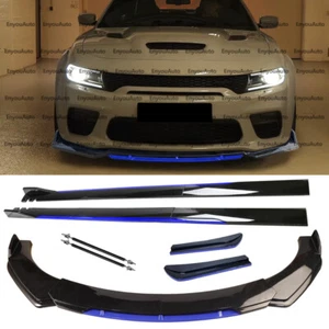 For Dodge Front Bumper Lip Side Skirt Rear Bumper Lip Strut Rods Black Blue - Picture 1 of 15