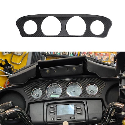 Black Carbon Fiber Gauge Trim Cover for Harley 14-23 Street Glide Ultra Limited Foto 1 de 4