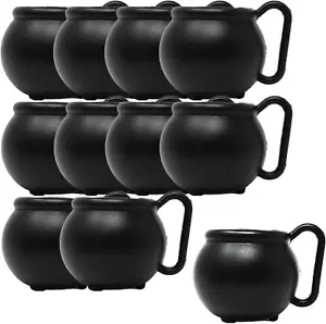 Set of 12 Black Kettle Mugs 12 Oz, St Patricks Day Pots of Gold Bulk, Cups for D - Picture 1 of 12