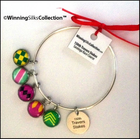 150 Saratoga Travers Winner Charm Bracelet - 6 Charms - WinningSilks™ Cover