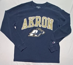 University Of Akron Blue & Gold Long Sleeve Shirt (Champion). Adult Size Medium - Picture 1 of 12