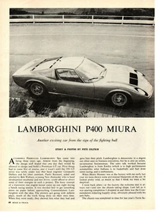1967 LAMBORGHINI P400 MIURA ~ ORIGINAL 4-PAGE ARTICLE / AD - Imagen 1 de 1
