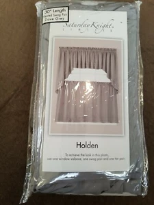 Saturday Knight Holden 30" Polyester Pleated Swag Pair - Dove Gray 57"x30" - Picture 1 of 6