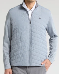 Callaway Golf Neu mit Etikett Chevron gesteppte Jacke mit durchgehendem Reißverschluss grau Größe X-Large - Bild 1 von 4