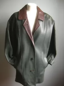 VINTAGE NEW WAVE LEDERJACKE 12 10 oversized relaxed 80er 90er grün LAKELAND - Bild 1 von 21
