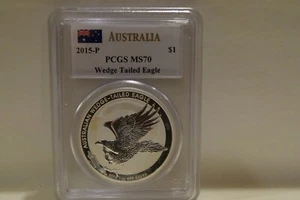 2015-P John Mercanti signiert PCGS MS70 Australien Wedged Tail Eagle - Bild 1 von 2