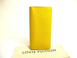 Portafoglio lungo originale LOUIS VUITTON giallo pelle taiga portafogli brazza #a711 - Foto 1 di 12