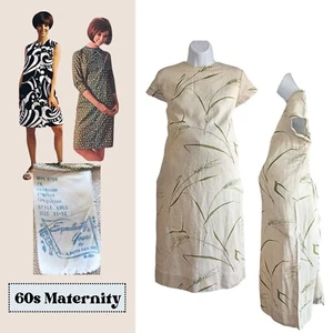 Vestido de Maternidad De Colección Años 60 EXPECTANTLY YOURS Mod Lino Arpillera Gunny Saco Talla S/M - Imagen 1 de 9