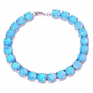 EXQUISITE  BLUE FIRE OPAL  BRACELET 7" - Picture 1 of 8