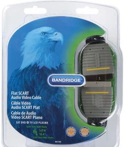 SCART PLUG TO SCART PLUG LEAD 21 PIN FULLY WIRED AUDIO VIDEO TV LED FLAT CABLE - Picture 1 of 5