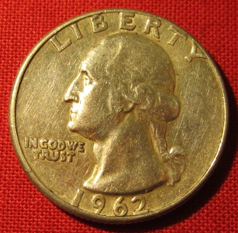 1962 P Washington Quarter- 90% Silver - Circulated - Actual Coin (2812) Cover
