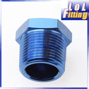 3/8'' NPT Plug Fitting Hex Head Plug Fuel Adapter Aluminum Blue - Picture 1 of 4
