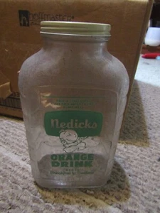 Vintage Nedicks Orange Trinkglas Quart mit Original Deckel - Bild 1 von 5