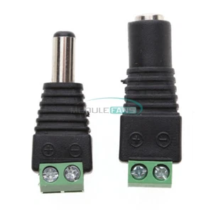 Male+Female DC Power Male Plug Jack Connector Socket Adapter 2.1x5.5mm For CCTV - Picture 1 of 20