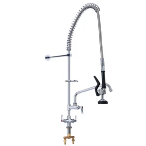 Grifo de cocina comercial de montaje en pared con manguera rociadora de preenjuague - Imagen 1 de 7