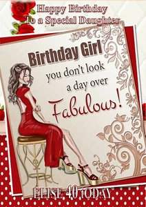 Personalised Birthday Card Wife Partner Daughter Granddaughter any age and name - Picture 1 of 2