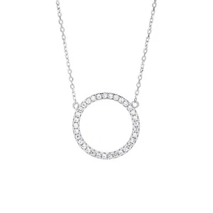 0,15 kt laborgefertigter Diamant offener Kreis Ewigkeit Halskette 14 K echtes Weißgold 16 Zoll - Bild 1 von 4