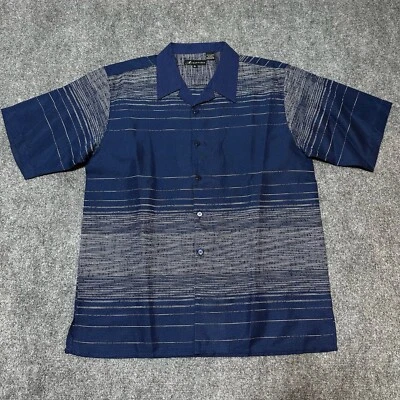 NUEVA Camisa Montique Para Hombre Extra Grande Azul Cuello Abotonado Manga Corta Foto 1 de 4