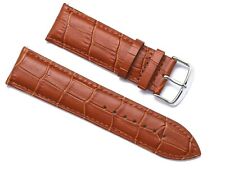 24mm Brown Crocodile Grain Leather Replacement Watch Strap W/ 2 Spring Bar