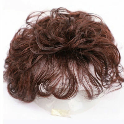 100% Human Hair Toupee Curly Topper Clip Bob Hairpiece Top Wigs for Men Women - Image 1 of 4