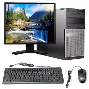 Dell OptiPlex Tower Desktop Computer PC Core i3 8GB 500GB HD 19in LCD Windows 10 - Picture 1 of 6