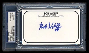 BOB WOLFF SIGNED MINT INDEX CARD PSA/DNA SLABBED AUTOGRAPHED MLB & NBA HOF - Picture 1 of 1