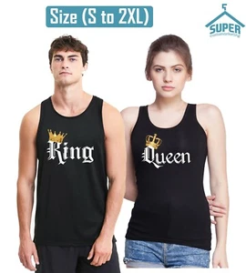 King Queen FARBE Paar passendes TANKTOP Valentinstag lustige Liebe T-Shirts - Bild 1 von 3