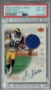 PSA 8 Torry Holt 2000 UD Pros & Pros #SP-TH Rare Trading Card Signature Piece 1