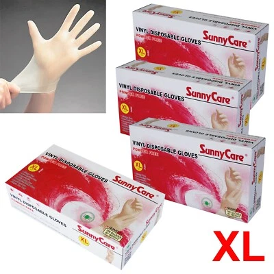 400pcs SunnyCare Powder Free Vinyl Gloves Food Service (Latex Nitrile Free) 🔥XL - Image 1 of 4