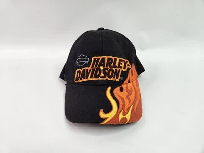 Gorra negra ajustable de béisbol Harley Davidson Flame Hat 4-14 para niños Foto 1 de 4