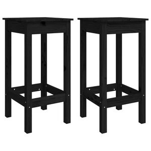 Bar Stools Dining Chairs Kitchen Breakfast Stools Black Solid Wood Pine vidaXL - Picture 1 of 5