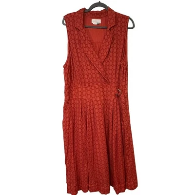 Vestido midi Anthropologie con ojales sin mangas naranja talla 22W talla grande Foto 1 de 4