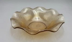 Vintage Marigold Iridescent Carnival Glass Bowl With Ruffles Top 9.5” Diameter - Picture 1 of 8