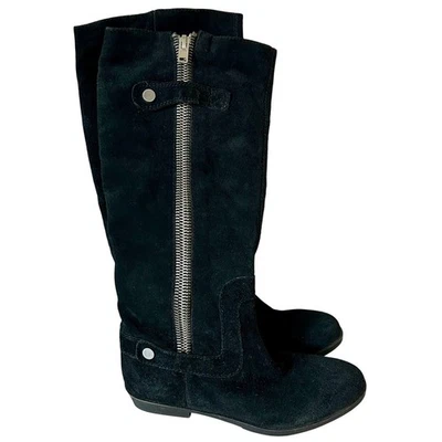 Botas de montar Nine West gamuza hasta la rodilla cremalleras boho western otoño negro 6,5  Foto 1 de 4