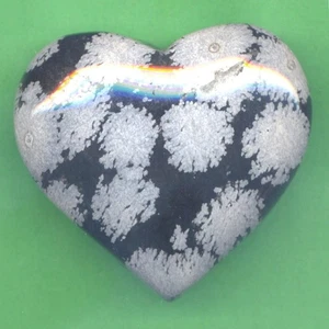 Große Schneeflocke Obsidian Stein Quarz Kristall Herz Reiki / Kristall Heilung (37P) - Bild 1 von 3