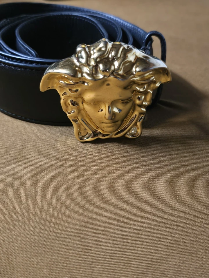 Cinturón Versace Cuero Medusa Hombre Versace DCU 4140/100/40 ¡Negro Dorado! 36/38 Foto 1 de 4