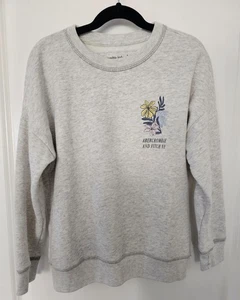 Abercrombie Kids Sweatshirt Top Grey Pullover Girls Flowers Youth Size 7/8 - Picture 1 of 4