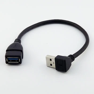 USB 3.0 Type A 90 Degree Down Angled Male to Female Extension Data Cable Black - Image 1 of 4