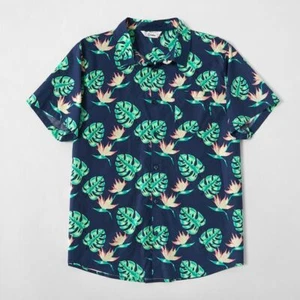 Mens Hawaiian Tropical Bird of Paradise Floral Cotton Aloha Camp Shirt NWT M L - Picture 1 of 5