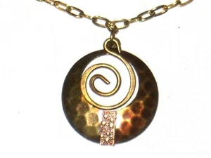 Necklace Circle Pendant Brass Womens 19" - Picture 1 of 12
