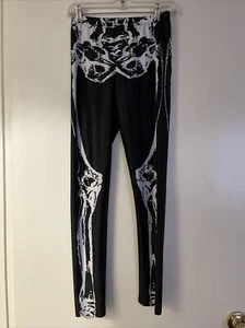 Womens Size M Halloween Costume Skeleton Leggings - Picture 1 of 4