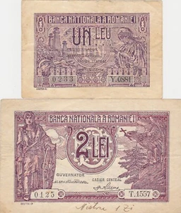 ROMANIA 1 LEU, 2 LEI 1938 VF - Picture 1 of 2