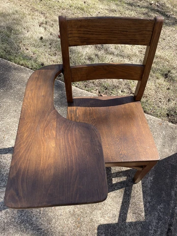 Antique Vintage One Arm Solid Wooden Children’s School Desk w/ Shelf 30x24x20" Cover